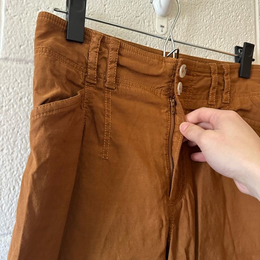 Anthropologie Wide Leg Casual Pants Size 28 Bronze Crop Linen Cotton - Picture 5 of 12
